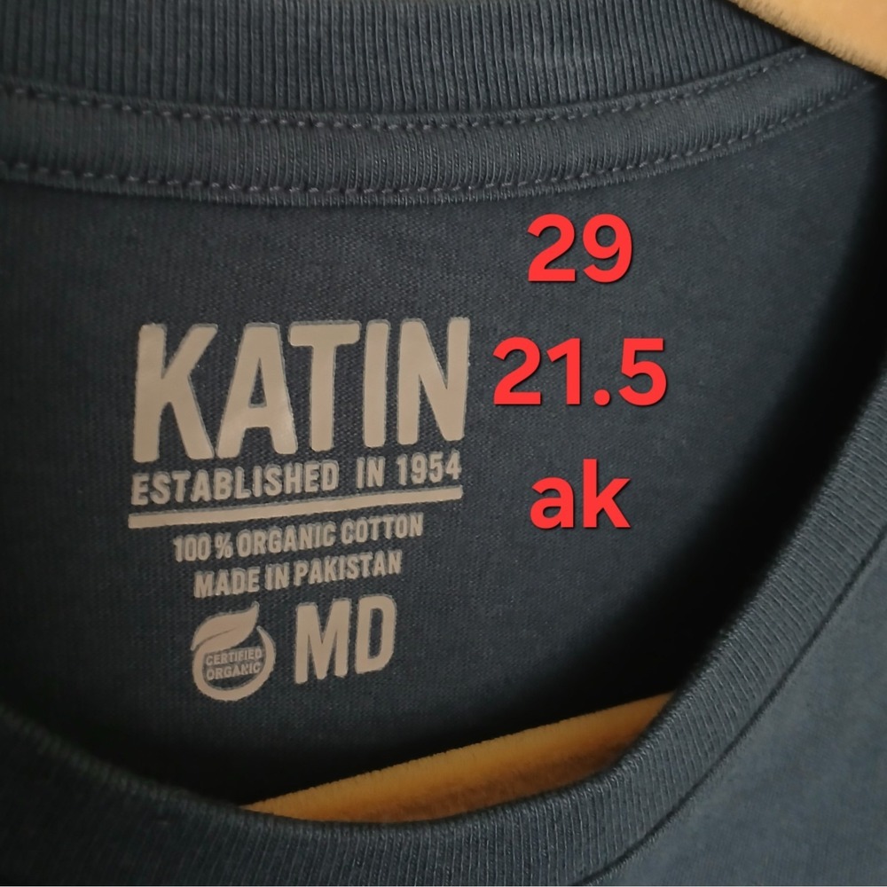 Katin Shirt Henley Long Sleeve Top Men's Medium Organic Cotton Blue Surf Outdoor - Picture 13 of 13